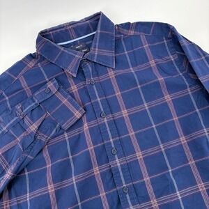 GAP Premium Classic Fit Plaid Long Sleeve Button Up Shirt Mens XL Blue‎ Red